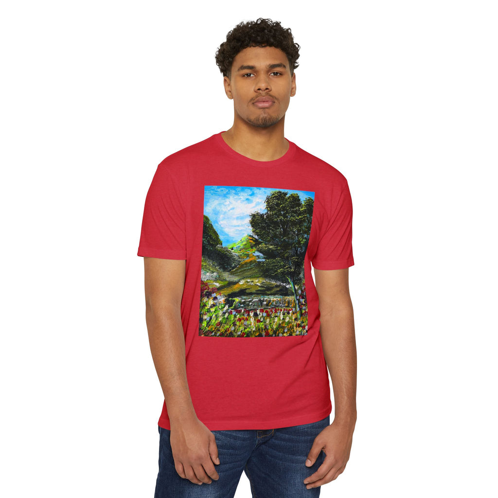 Where Meadows Meet the Sky | حيث تلتقي المروج بالسماء — Art T-Shirt Featuring an Original Painting by Ali Hadid