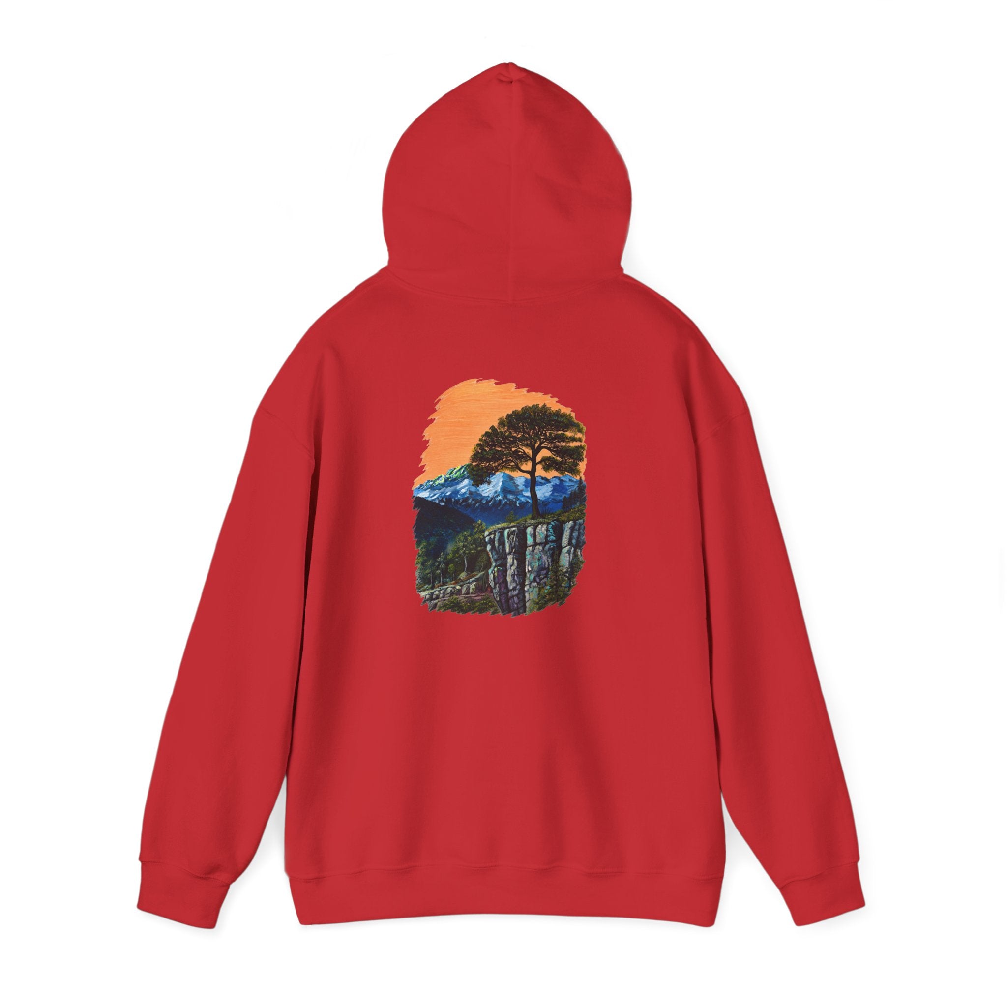 Scenic Mountain Sunset Hoodie — Nature Trail Graphic Pullover