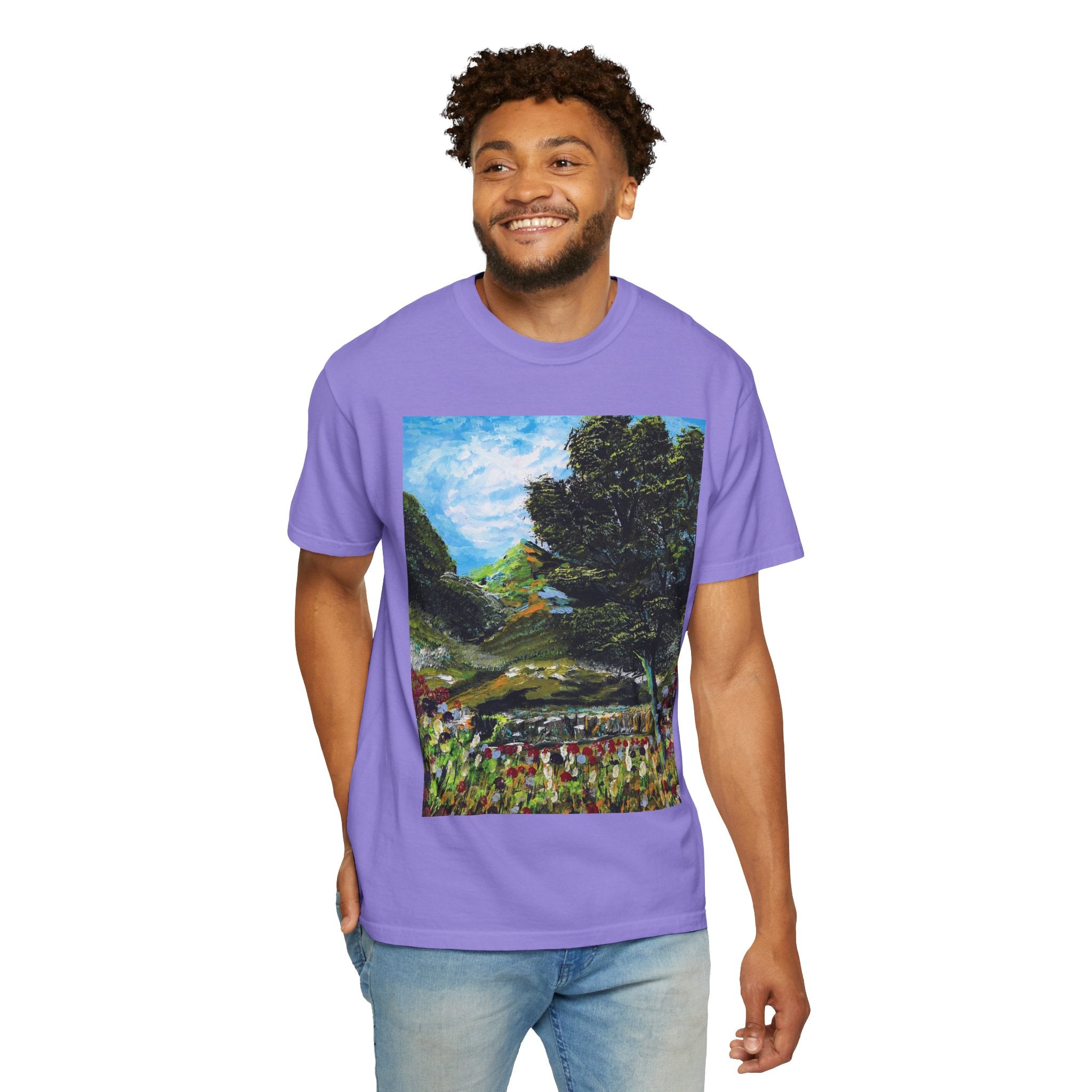 Where the Meadows Meet the Sky | حيث تلتقي المروج بالسماء — Ali Hadid Art T-Shirt