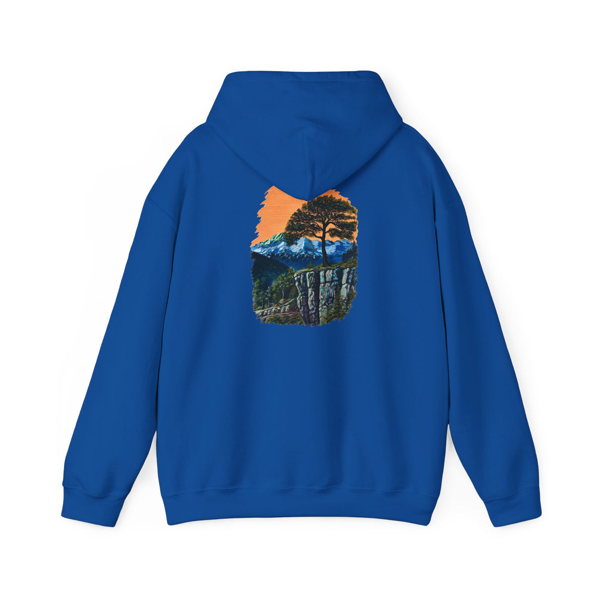 Scenic Mountain Sunset Hoodie — Nature Trail Graphic Pullover