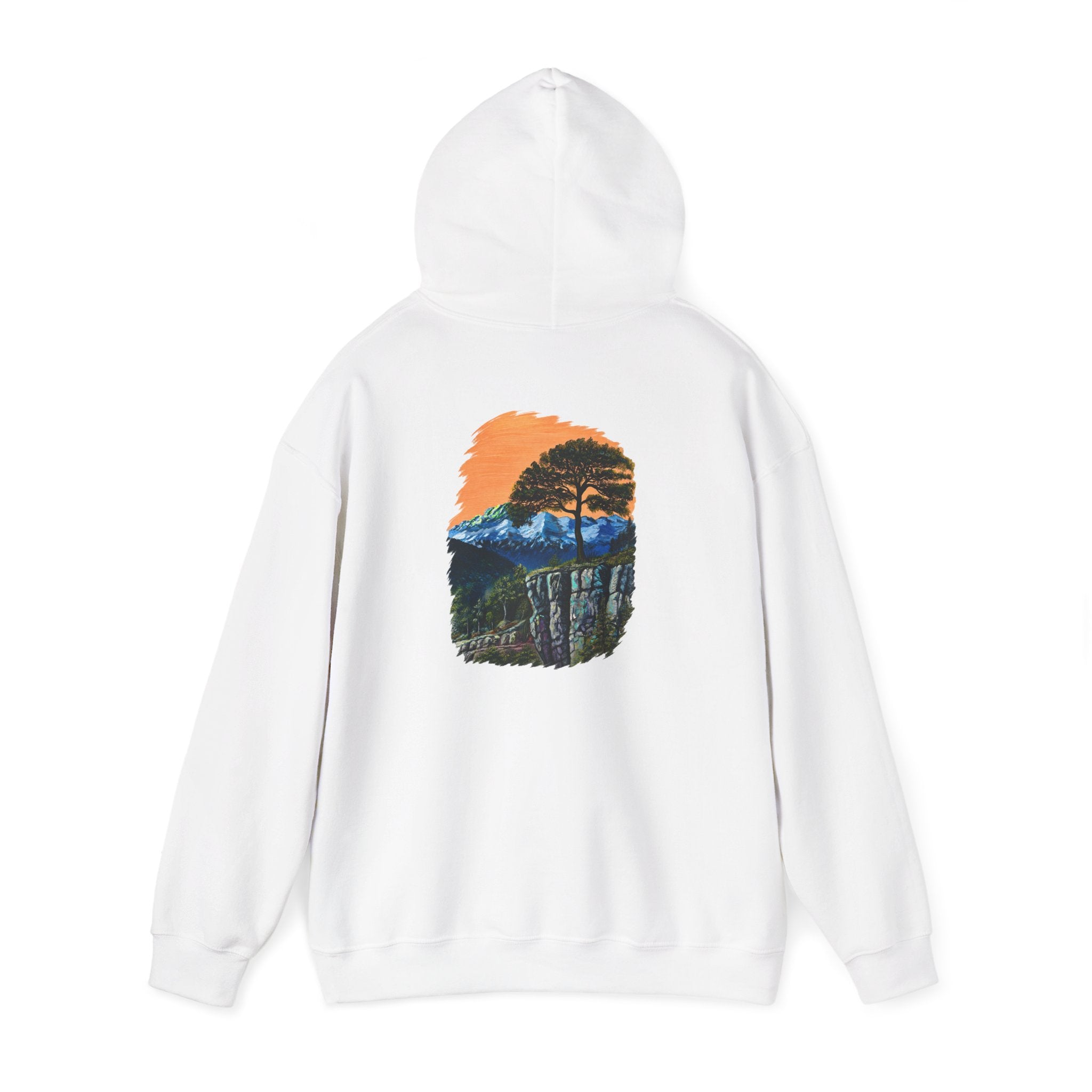 Scenic Mountain Sunset Hoodie — Nature Trail Graphic Pullover