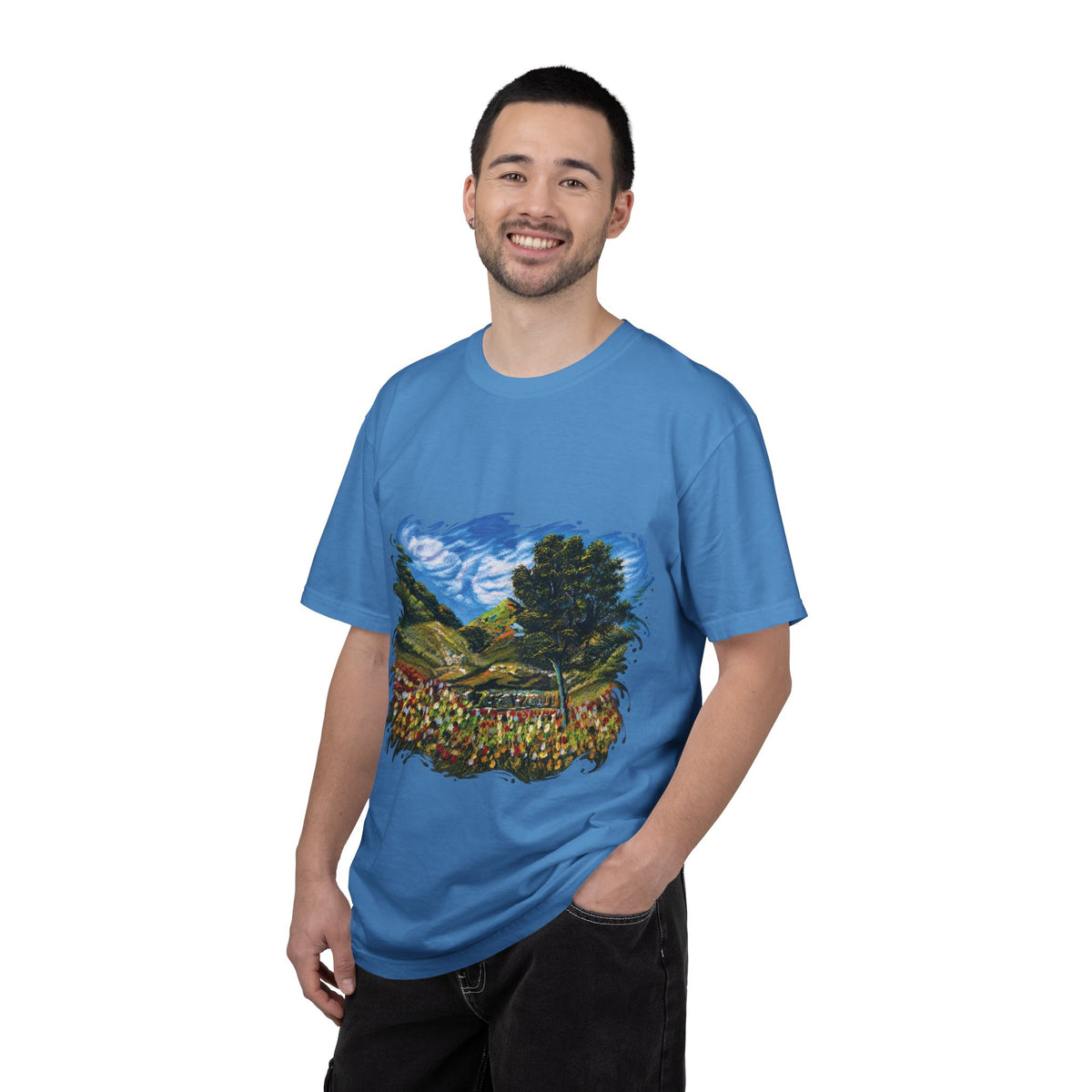 Where the Meadows Meet the Sky | حيث تلتقي المروج بالسماء — Ali Hadid Art T-Shirt