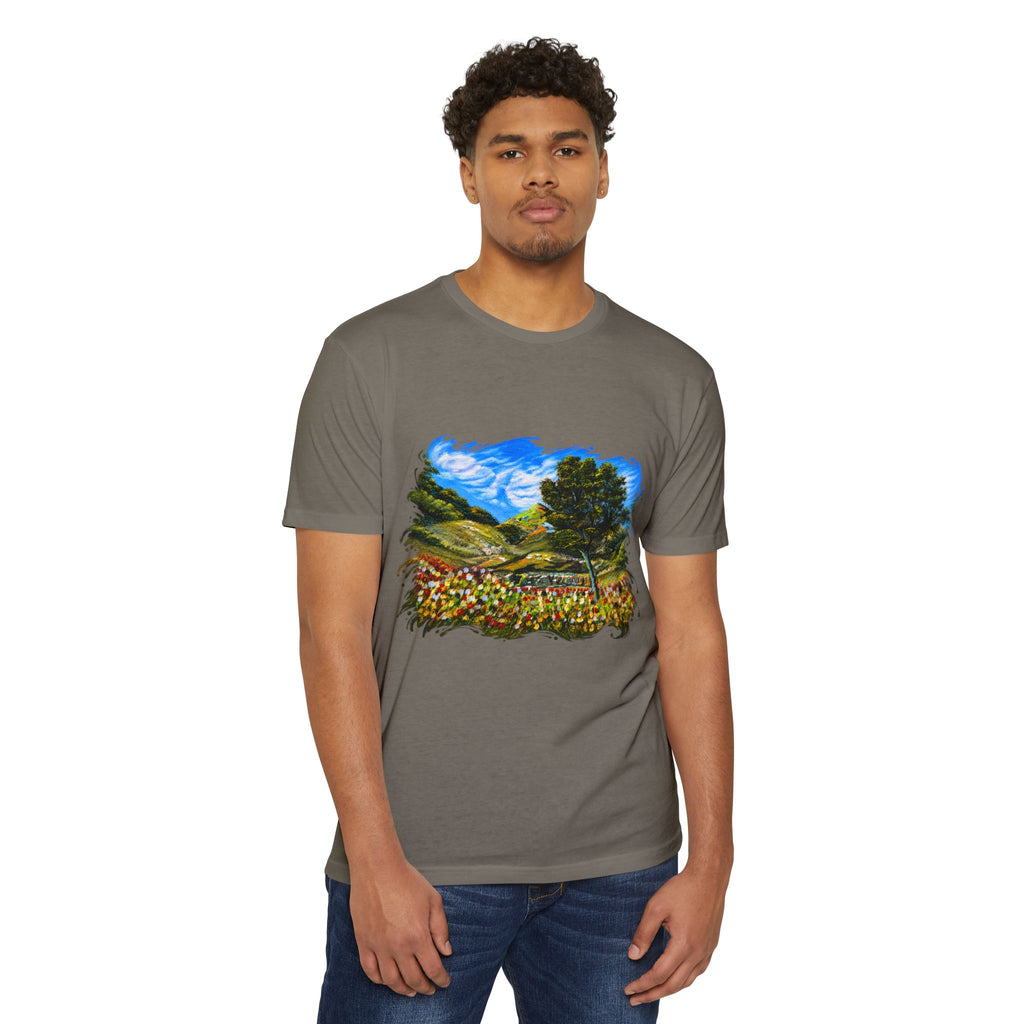 Where Meadows Meet the Sky | حيث تلتقي المروج بالسماء — Art T-Shirt Featuring an Original Painting by Ali Hadid