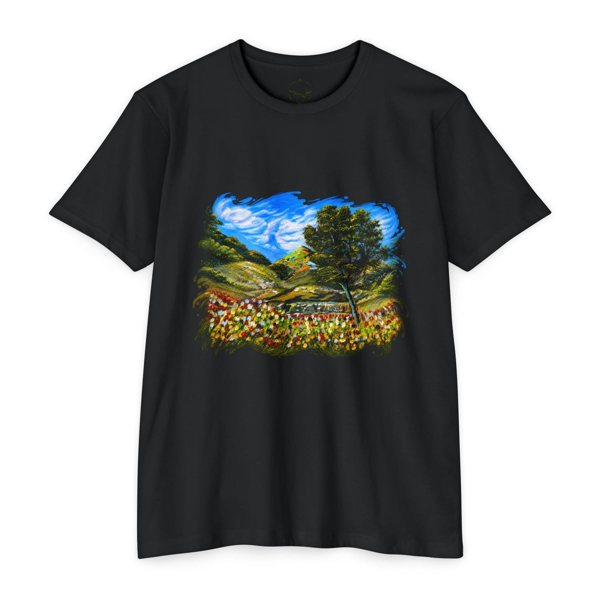 Where Meadows Meet the Sky | حيث تلتقي المروج بالسماء — Art T-Shirt Featuring an Original Painting by Ali Hadid