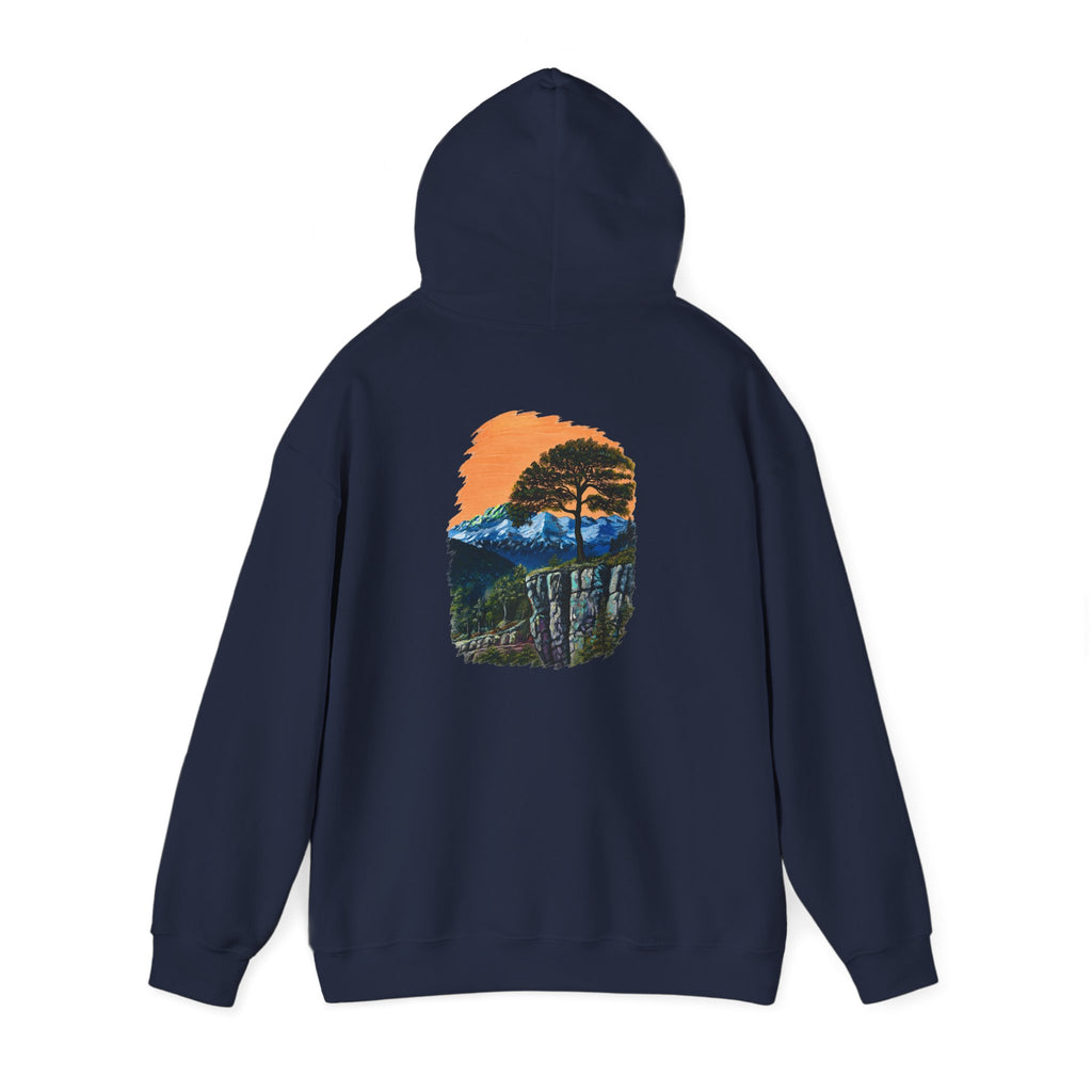 Scenic Mountain Sunset Hoodie — Nature Trail Graphic Pullover