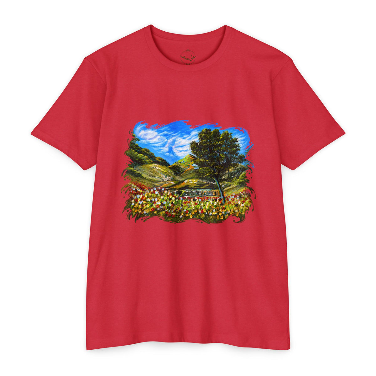 Where Meadows Meet the Sky | حيث تلتقي المروج بالسماء — Art T-Shirt Featuring an Original Painting by Ali Hadid
