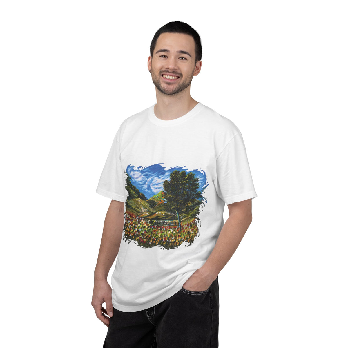 Where the Meadows Meet the Sky | حيث تلتقي المروج بالسماء — Ali Hadid Art T-Shirt
