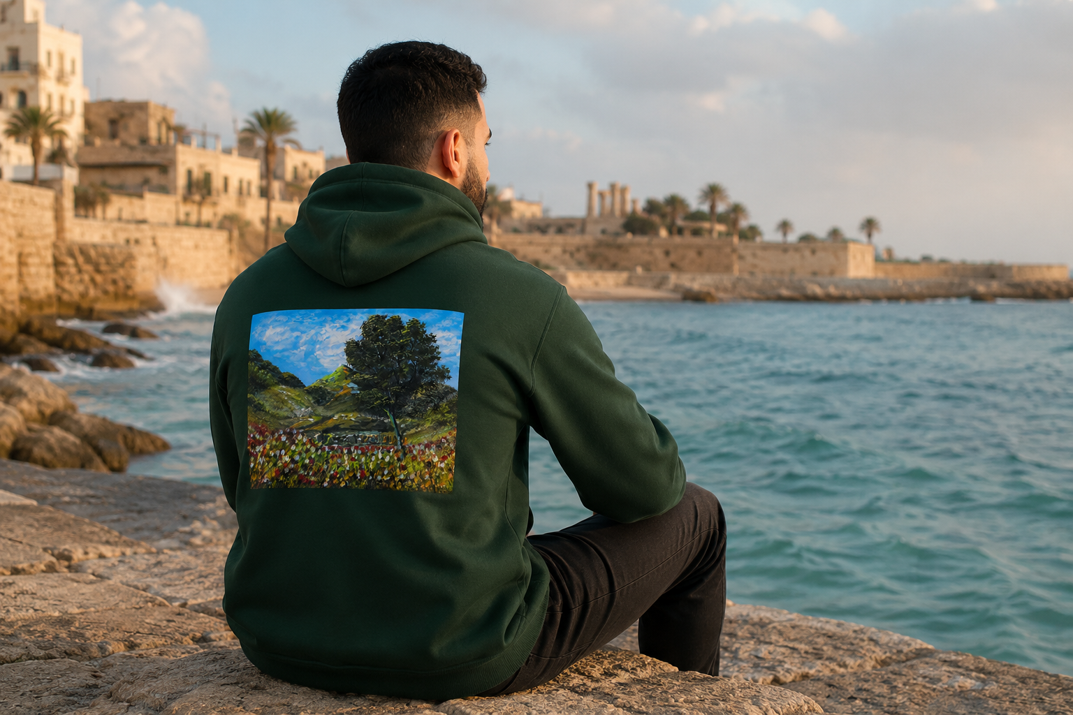 Where the Meadows Meet the Sky | حيث تلتقي المروج بالسماء — Ali Hadid Art Hoodie