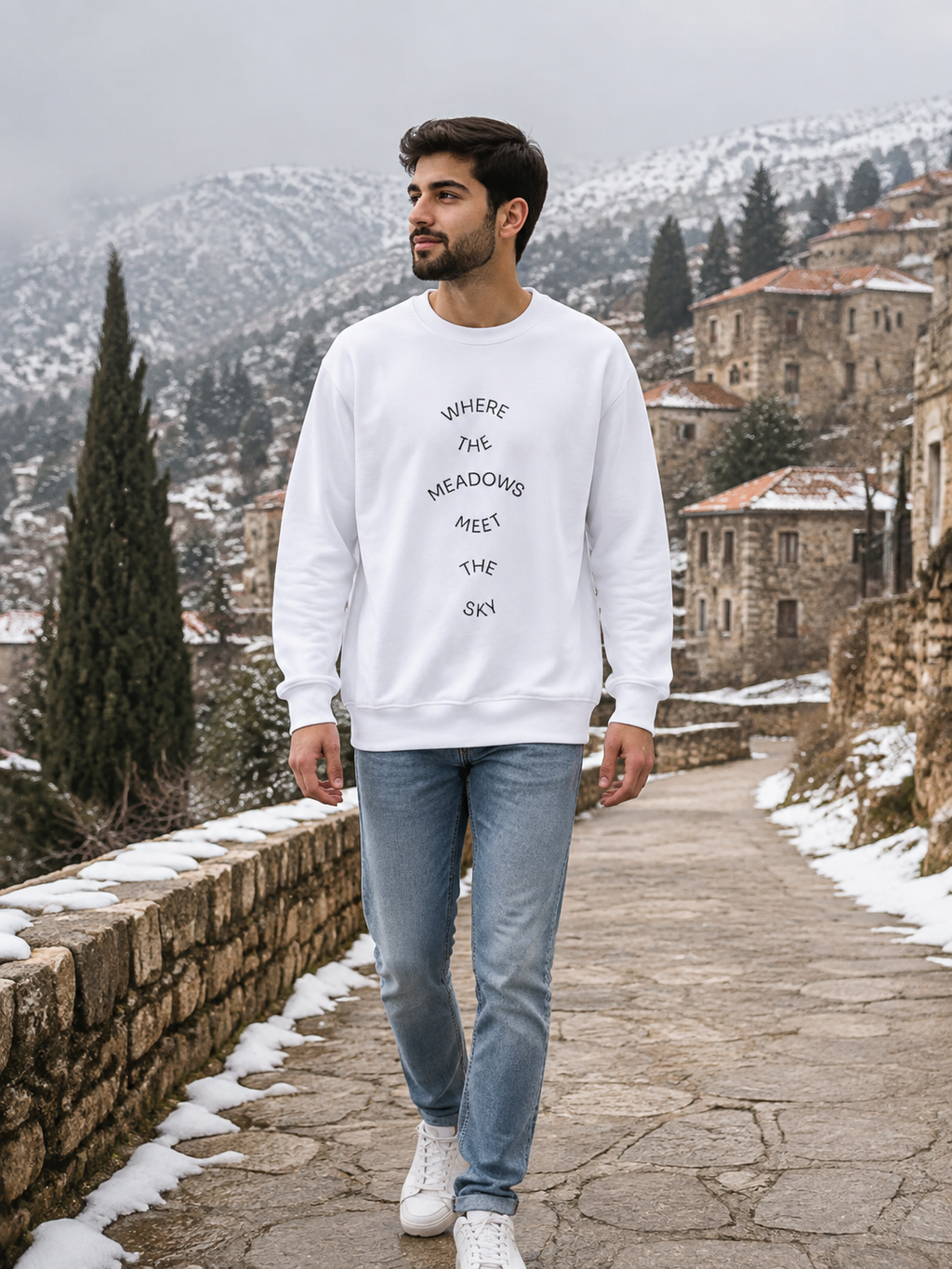 Where Meadows Meet the Sky | حيث تلتقي المروج بالسماء — Art Crewneck Sweatshirt