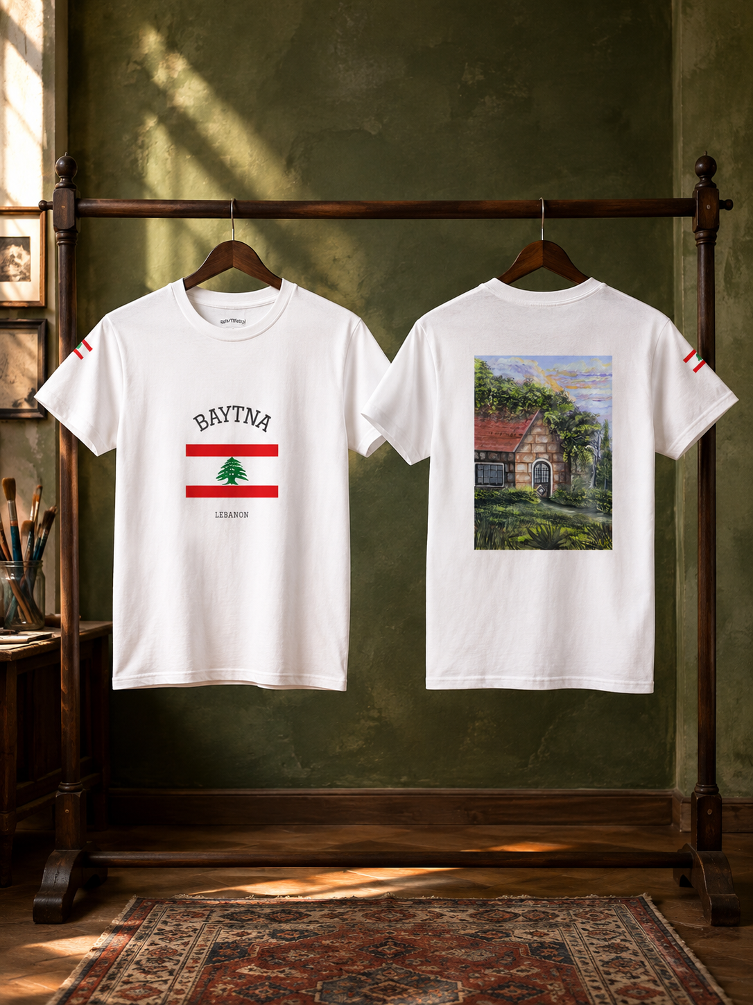 Baytna | بيتنا — Lebanese Heritage Art T-Shirt Featuring an Original Painting by Ali Hadid