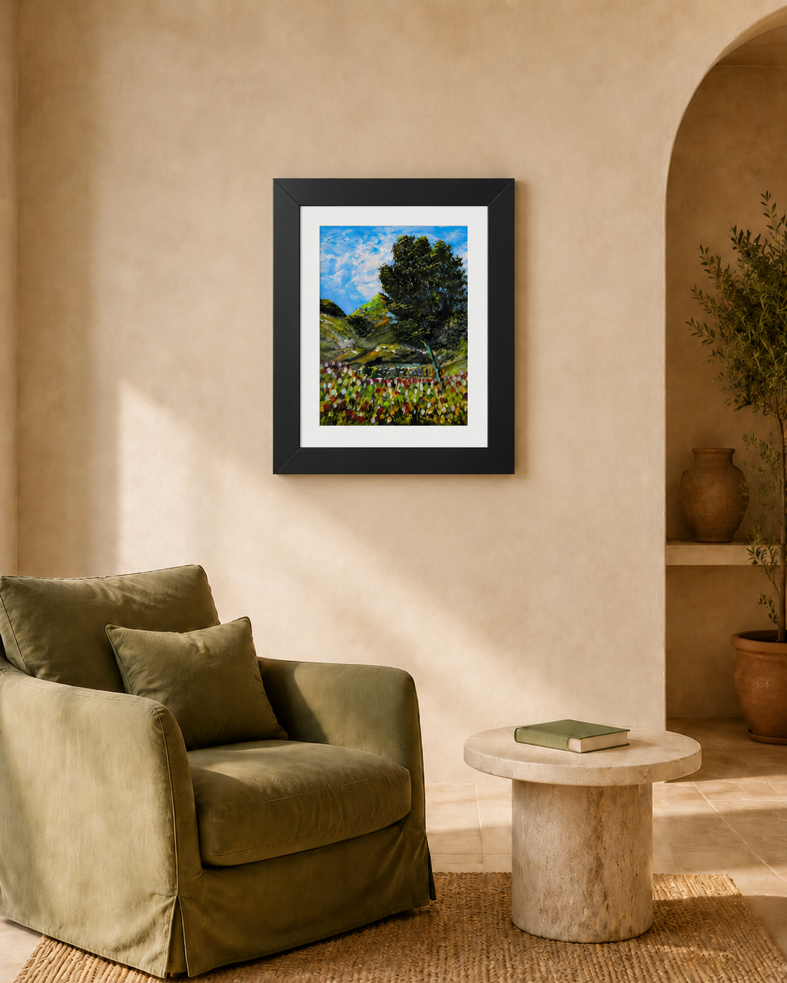 Where the Meadows Meet the Sky | حيث تلتقي المروج بالسماء — Ali Hadid Framed Art Poster