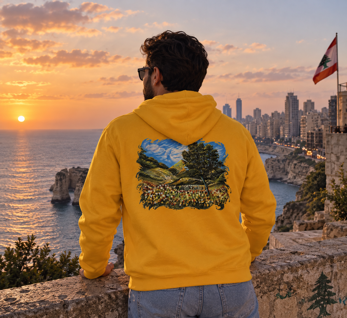 Where the Meadows Meet the Sky | حيث تلتقي المروج بالسماء — Ali Hadid Art Hoodie