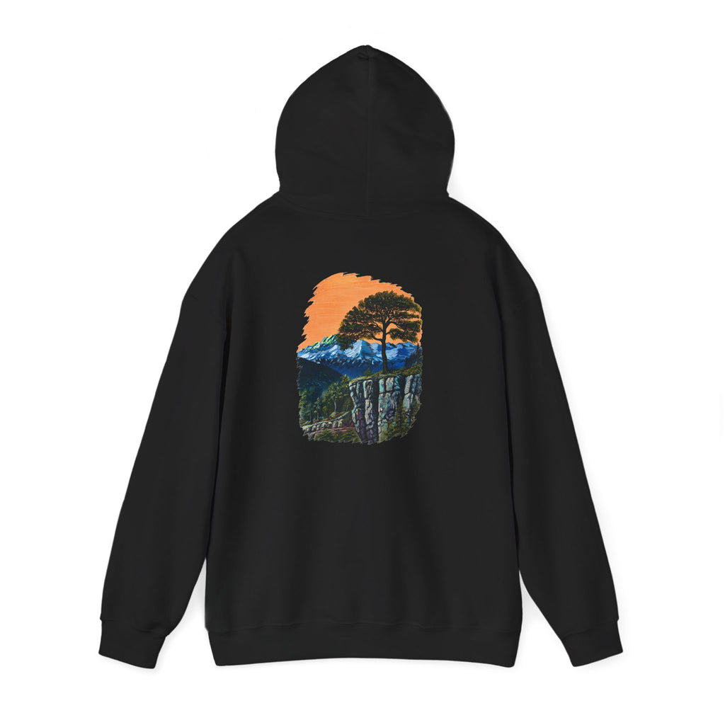 Scenic Mountain Sunset Hoodie — Nature Trail Graphic Pullover