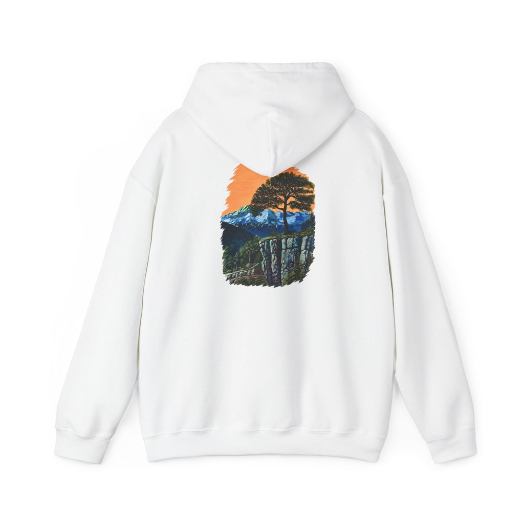 Scenic Mountain Sunset Hoodie — Nature Trail Graphic Pullover