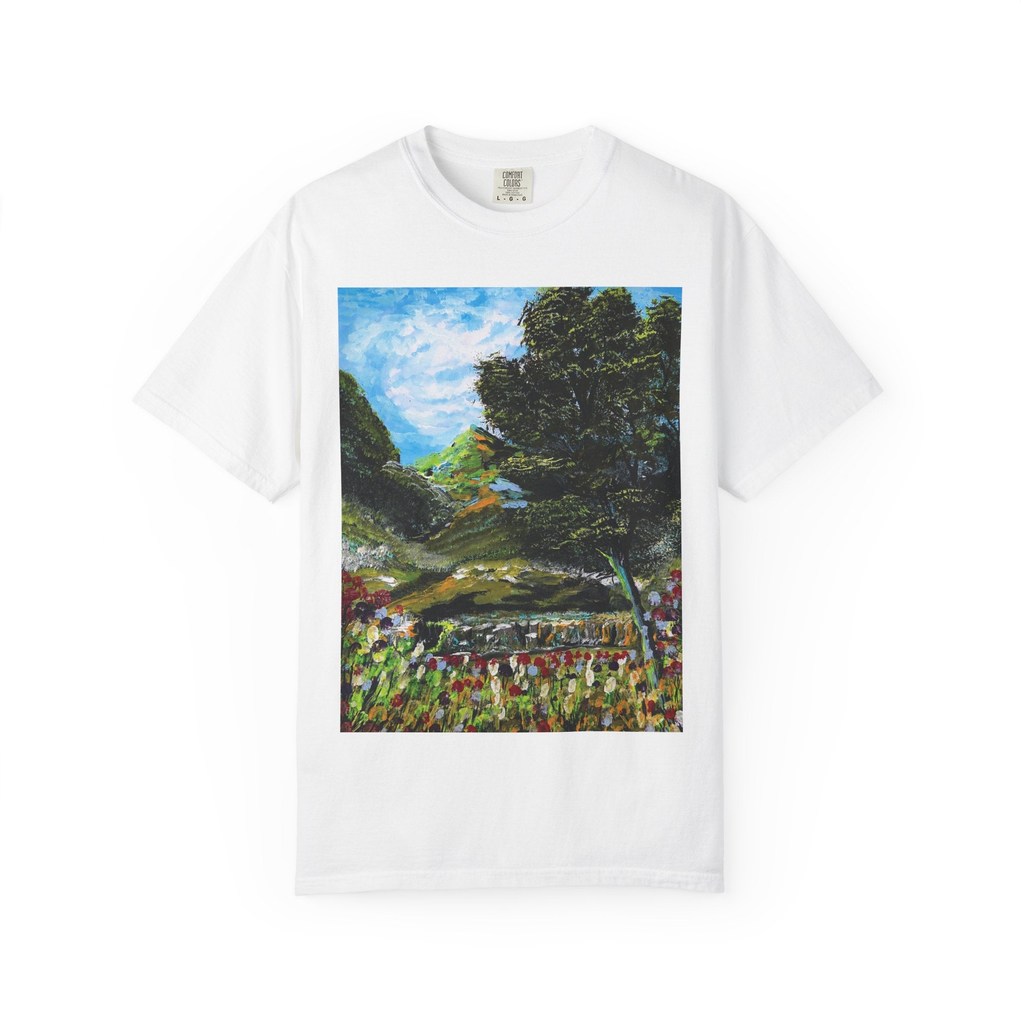 Where the Meadows Meet the Sky | حيث تلتقي المروج بالسماء — Ali Hadid Art T-Shirt