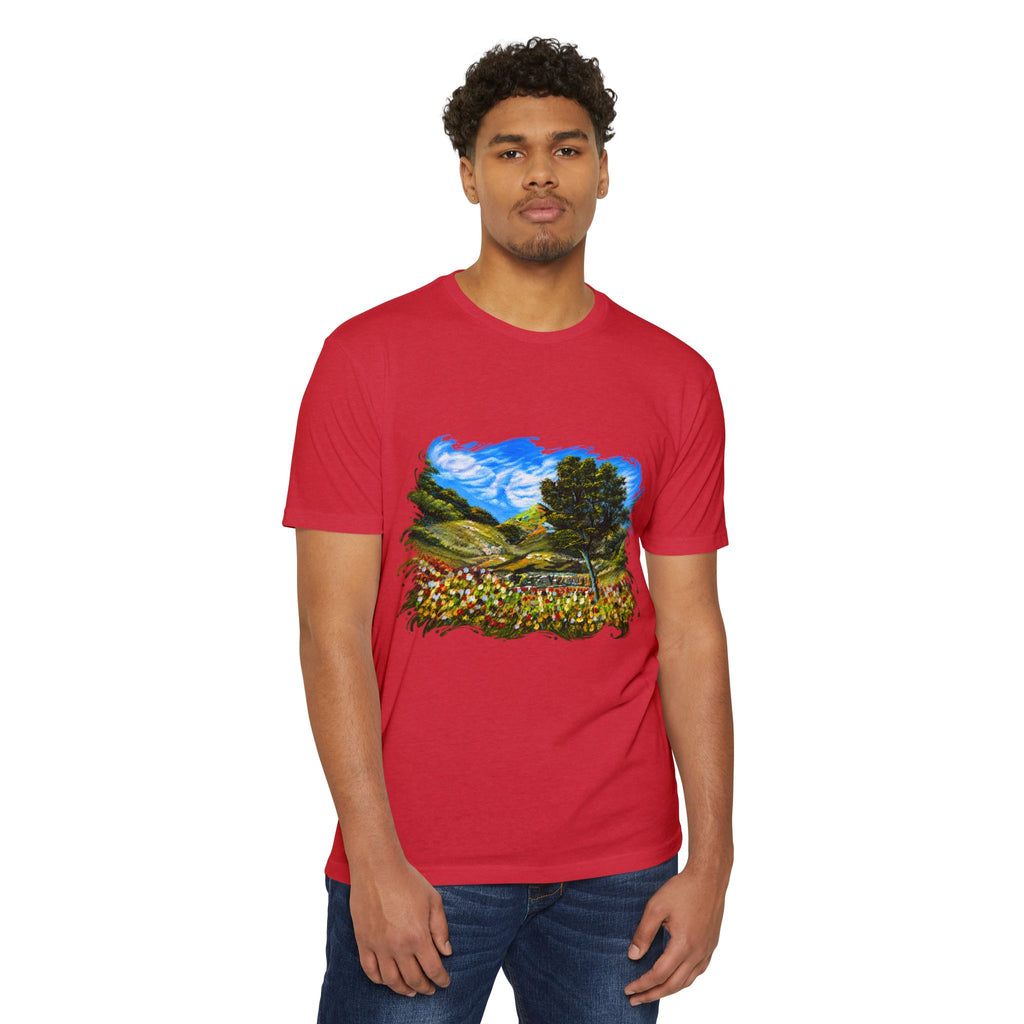 Where Meadows Meet the Sky | حيث تلتقي المروج بالسماء — Art T-Shirt Featuring an Original Painting by Ali Hadid