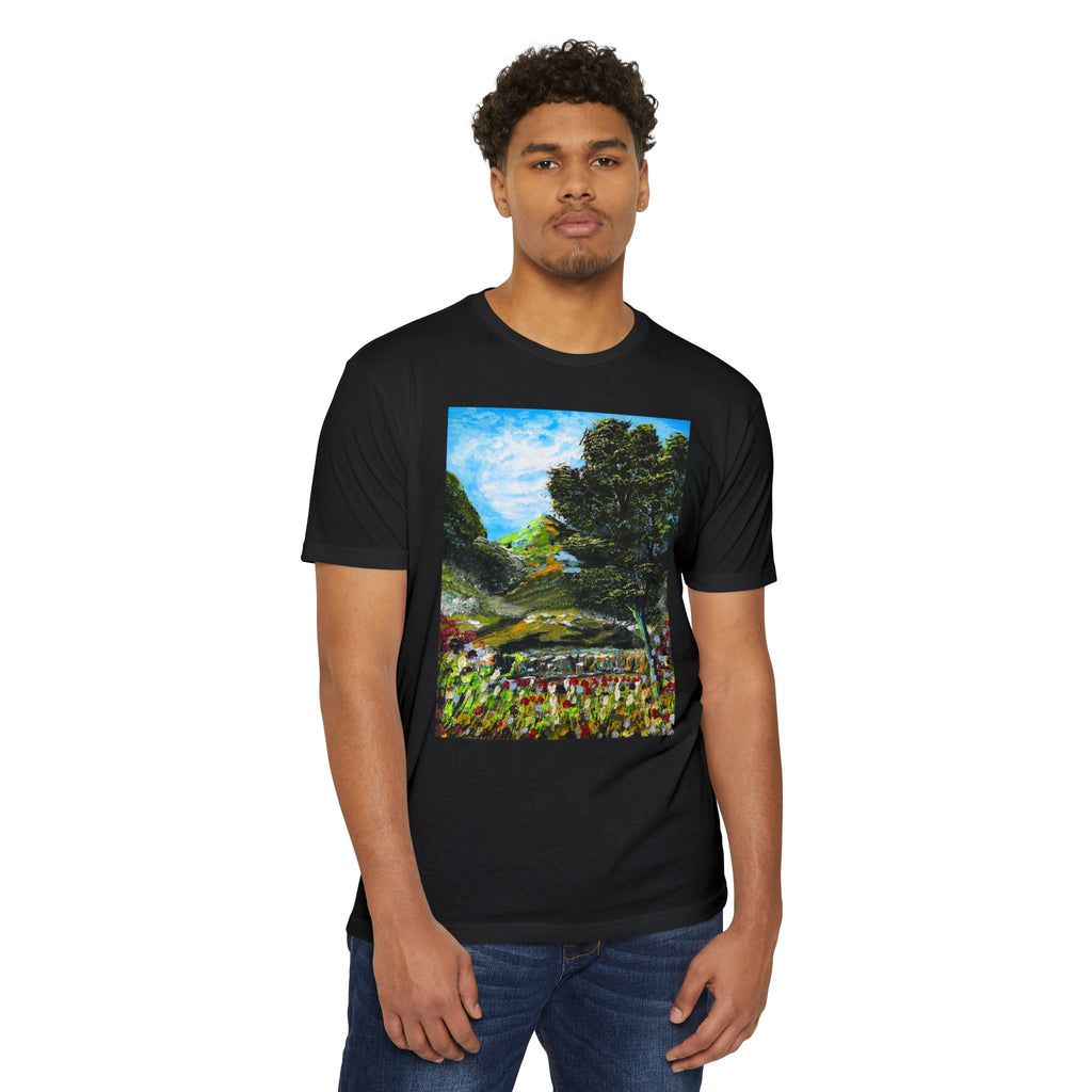 Where Meadows Meet the Sky | حيث تلتقي المروج بالسماء — Art T-Shirt Featuring an Original Painting by Ali Hadid