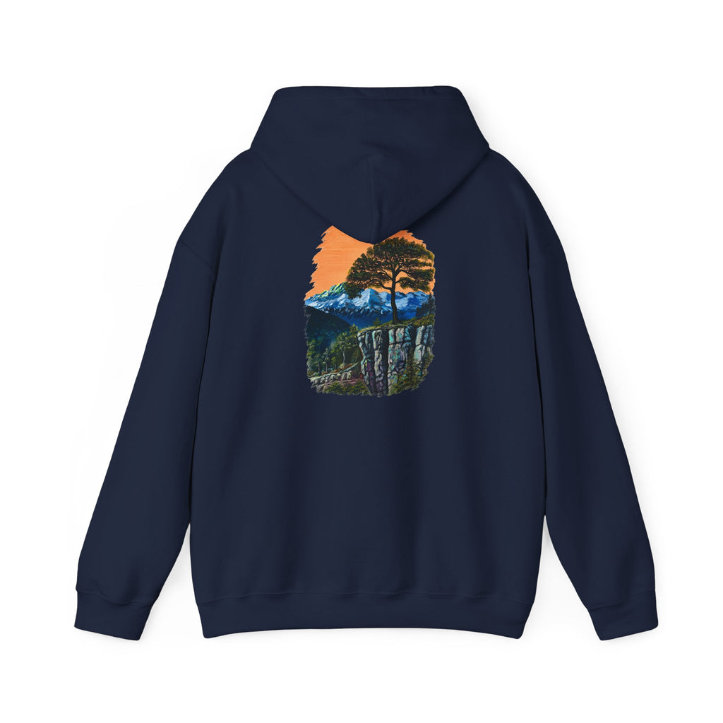 Scenic Mountain Sunset Hoodie — Nature Trail Graphic Pullover