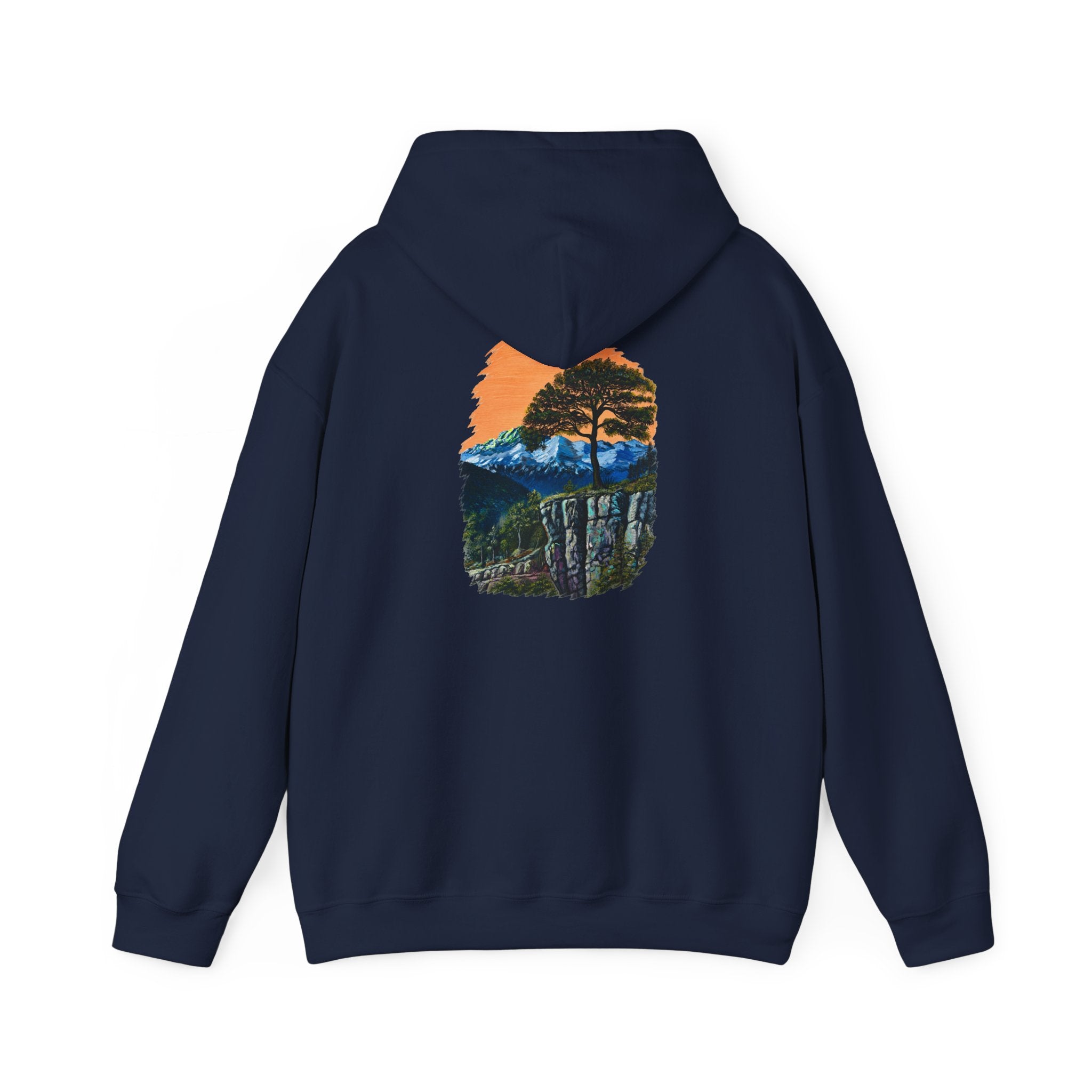 Scenic Mountain Sunset Hoodie — Nature Trail Graphic Pullover