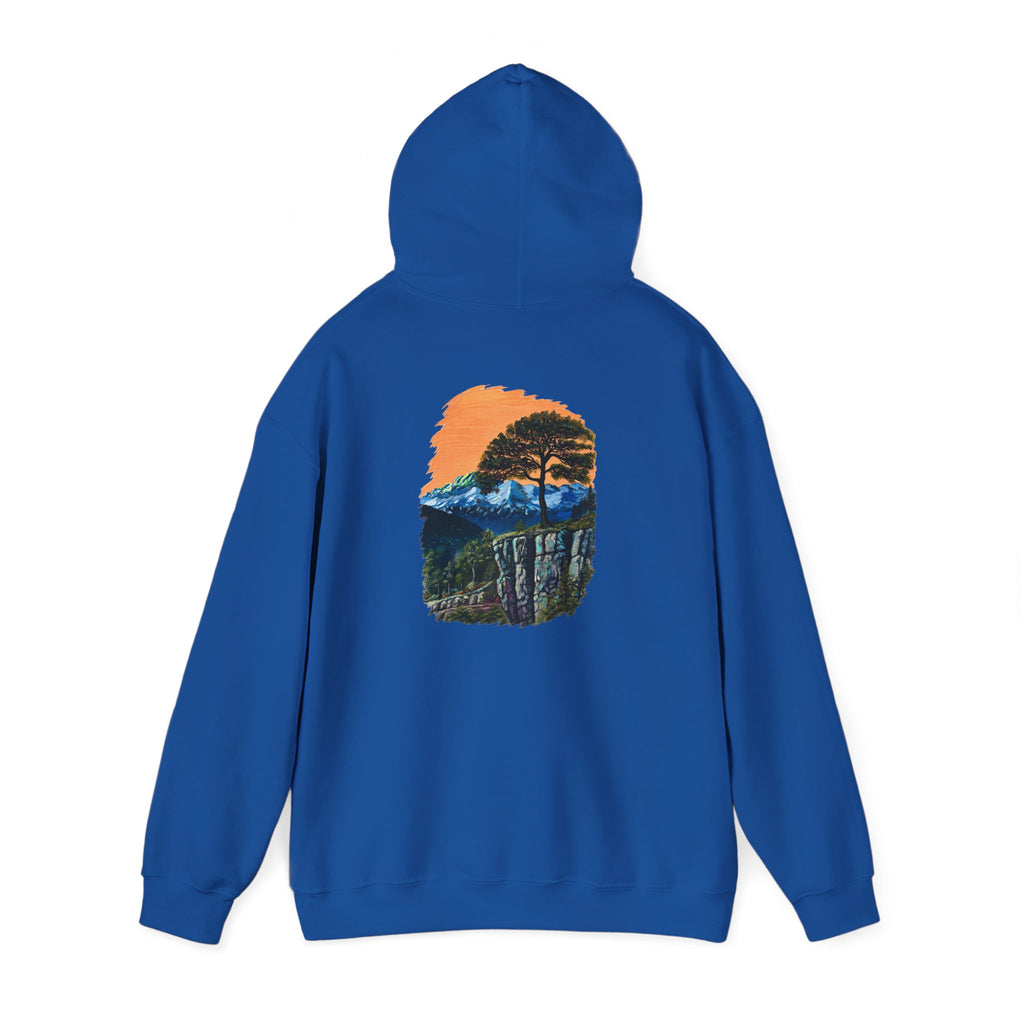 Scenic Mountain Sunset Hoodie — Nature Trail Graphic Pullover