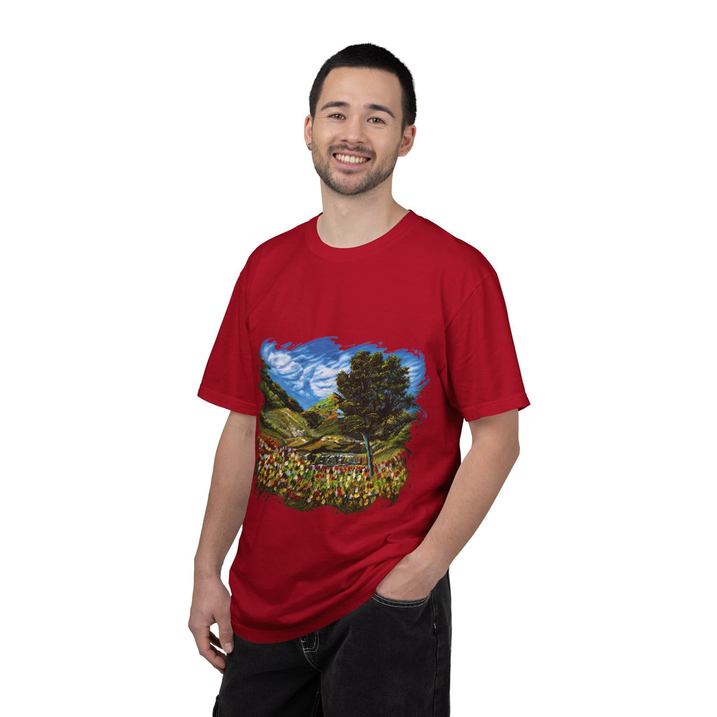 Where the Meadows Meet the Sky | حيث تلتقي المروج بالسماء — Ali Hadid Art T-Shirt