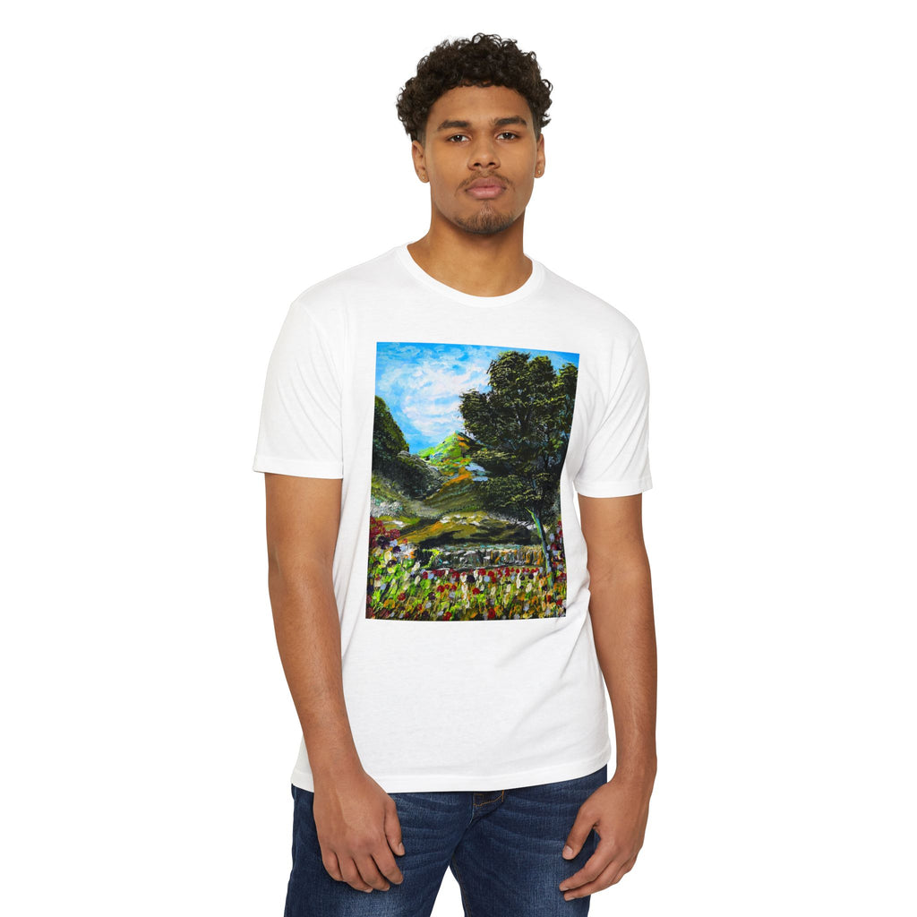 Where Meadows Meet the Sky | حيث تلتقي المروج بالسماء — Art T-Shirt Featuring an Original Painting by Ali Hadid