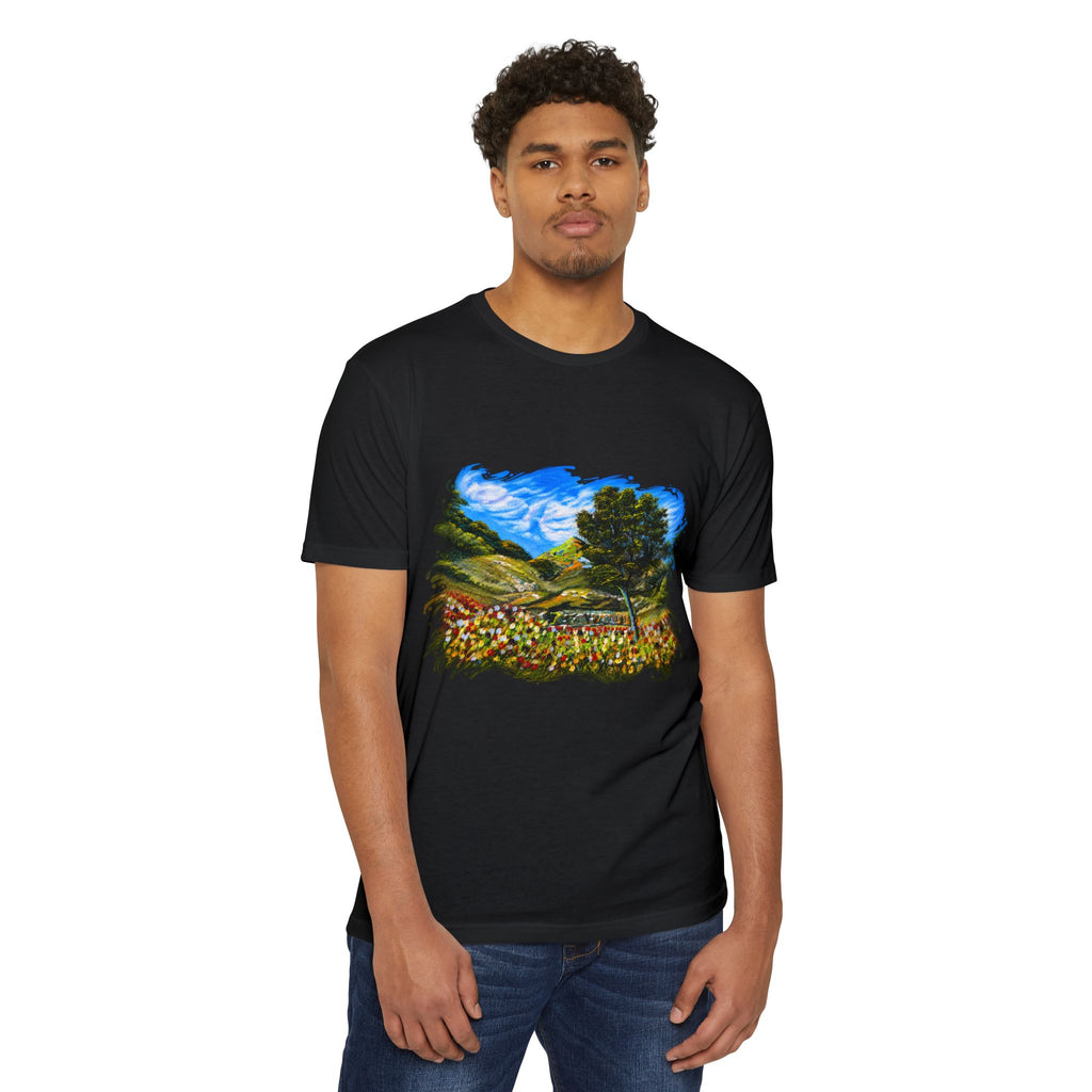 Where Meadows Meet the Sky | حيث تلتقي المروج بالسماء — Art T-Shirt Featuring an Original Painting by Ali Hadid