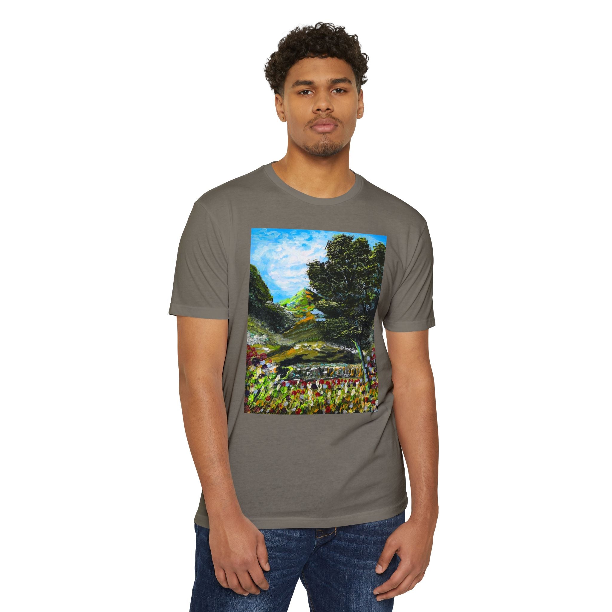 Where Meadows Meet the Sky | حيث تلتقي المروج بالسماء — Art T-Shirt Featuring an Original Painting by Ali Hadid