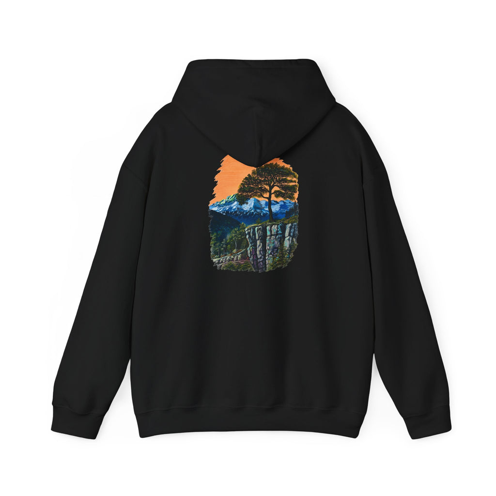 Scenic Mountain Sunset Hoodie — Nature Trail Graphic Pullover