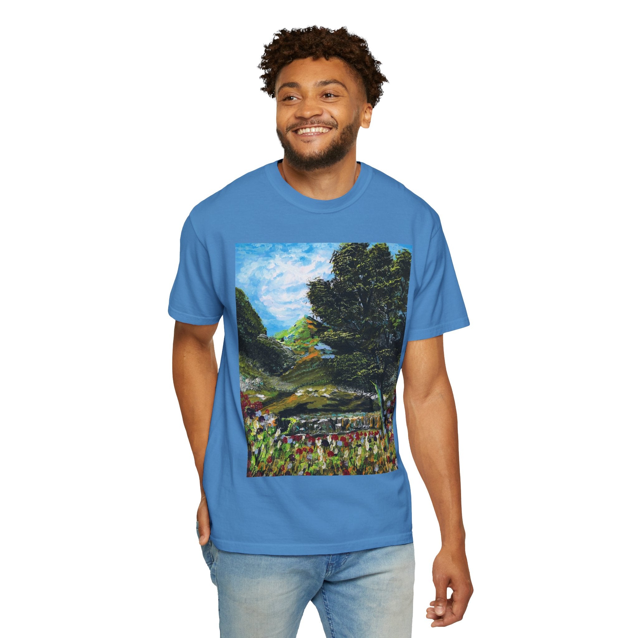 Where the Meadows Meet the Sky | حيث تلتقي المروج بالسماء — Ali Hadid Art T-Shirt