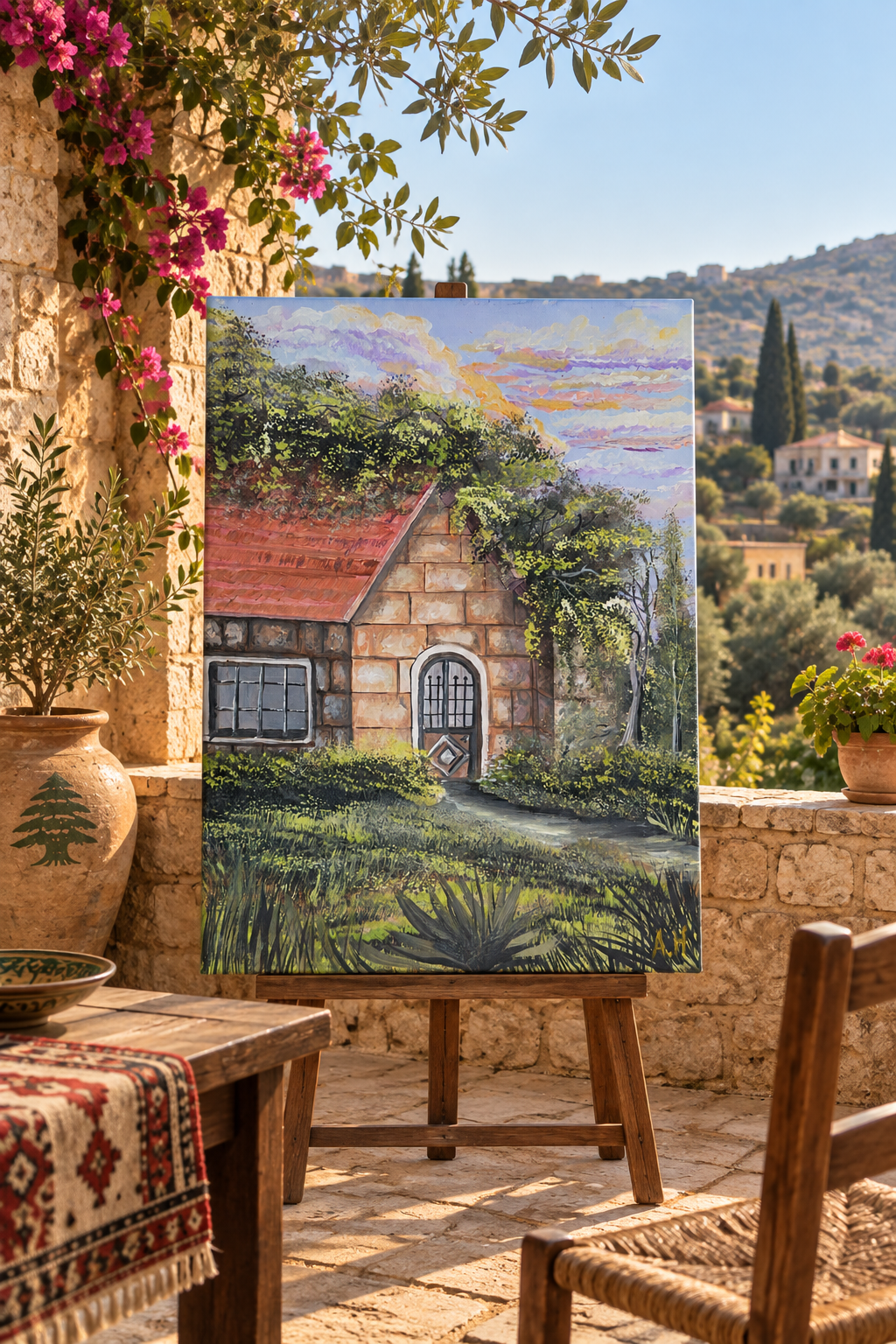 Baytna | بيتنا — Lebanese Stone House Canvas Featuring an Original Painting by Ali Hadid