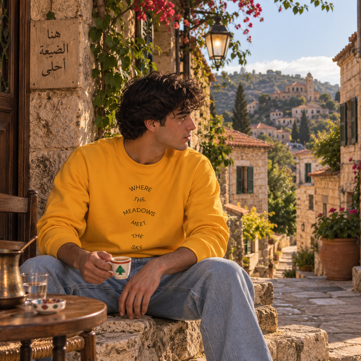 Where Meadows Meet the Sky | حيث تلتقي المروج بالسماء — Art Crewneck Sweatshirt